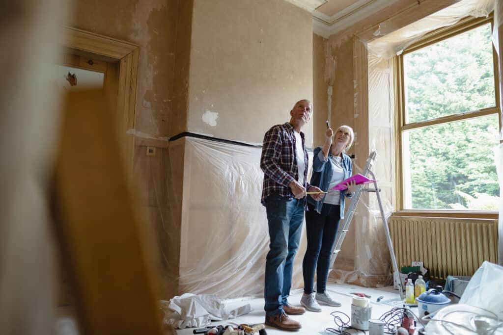 homeowners renovating house