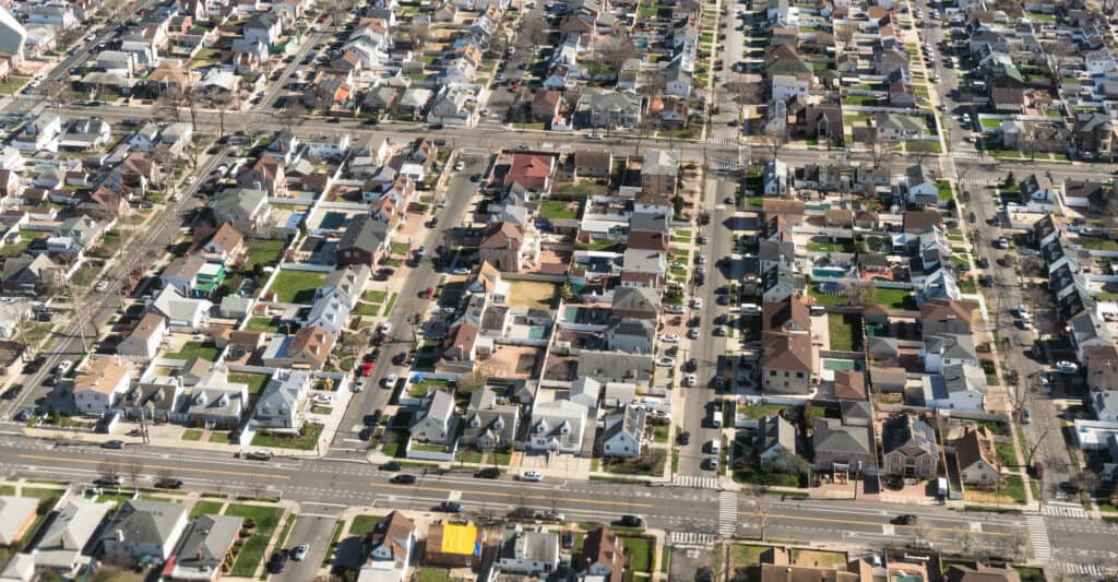 Aerial View of New York City suburbs