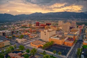 Aerial View of Colorado Springs at Dusk