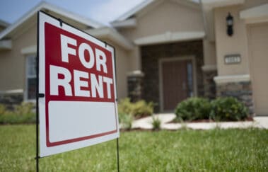 For Rent sign in front of new house