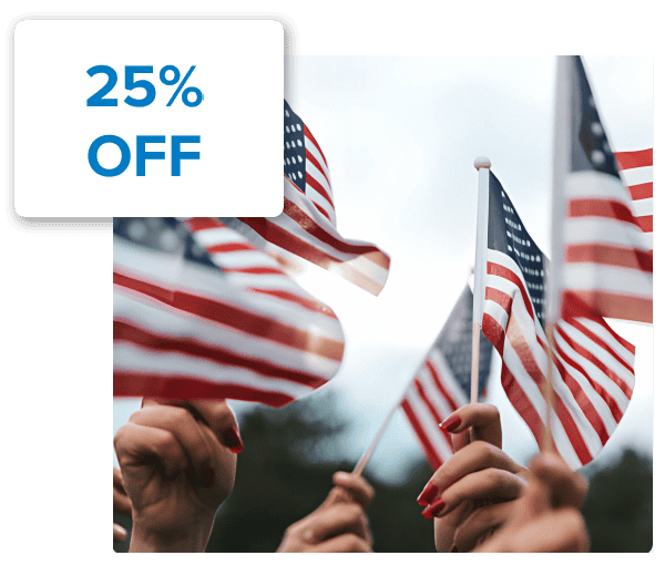 veterans savings image for real estate licensing with hands holding american flags